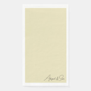 Yellow Script Names Wedding Napkin