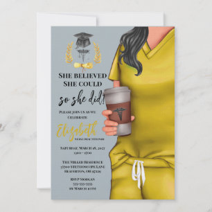 Yellow Scrubs Medical School Graduation Invitation