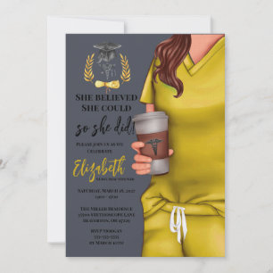 Yellow Scrubs Medical School Graduation Invitation