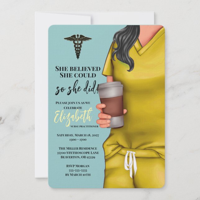 Yellow Scrubs Nursing School Graduation Invitation (Front)