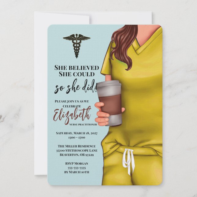 Yellow Scrubs Nursing School Graduation Invitation (Front)