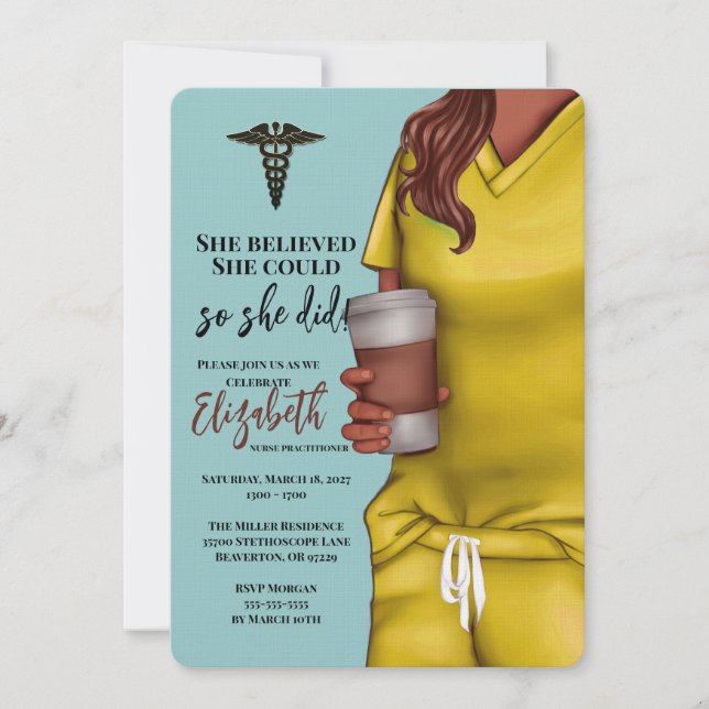 Yellow Scrubs Nursing School Graduation Invitation (Front)