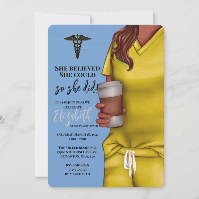 Yellow Scrubs Nursing School Graduation Invitation (Front)