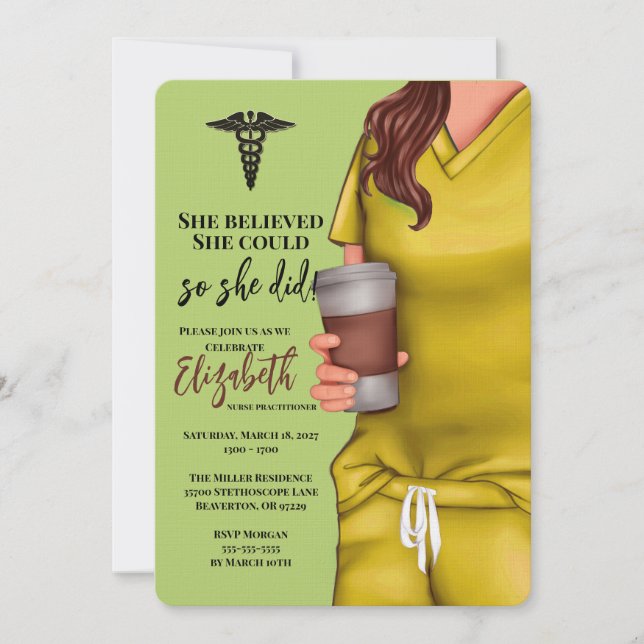 Yellow Scrubs Nursing School Graduation Invitation (Front)