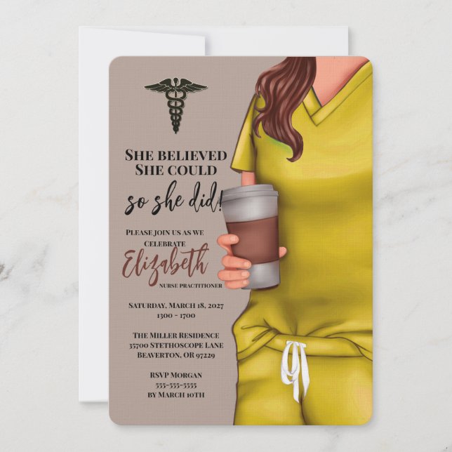 Yellow Scrubs Nursing School Graduation Invitation (Front)