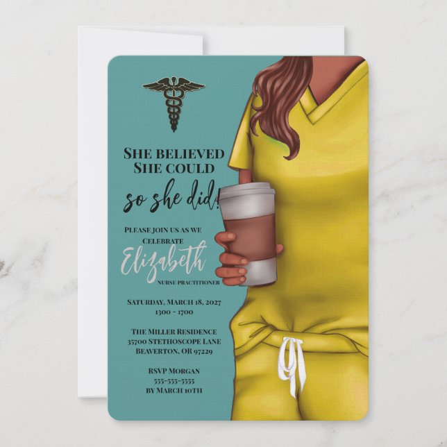 Yellow Scrubs Nursing School Graduation Invitation (Front)