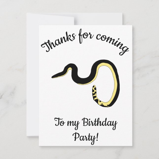 Yellow Sea snake Happy B-day  Thank You Card (Front)
