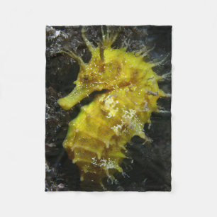 Yellow Seahorse   Hippocampus Guttulatus Fleece Blanket