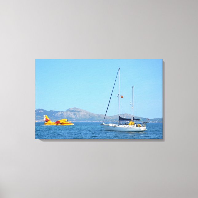 Yellow Seaplane Canvas Print (Front)