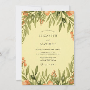 Yellow Serene Mediterranean Wedding Invitation