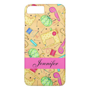 Yellow Sewing Notions Art Name Personalised iPhone 8 Plus/7 Plus Case