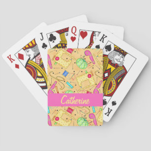 Yellow Sewing Notions Art Name Personalised Playing Cards