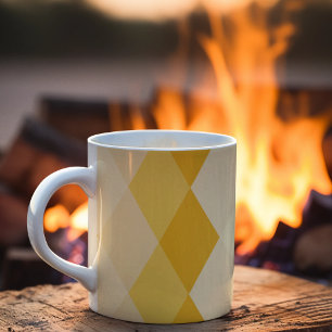 Yellow Shade Rhombus Shape Pattern Coffee Mug