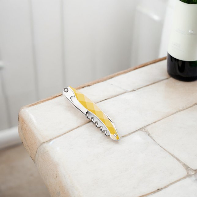 Yellow Shade Rhombus Shape Pattern Corkscrew (Corkscrew Bottle Opener)