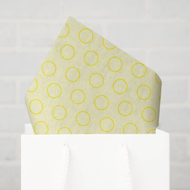 Yellow Shades Geometric Circle Pattern On Diagonal Tissue Paper (Gift Bag)