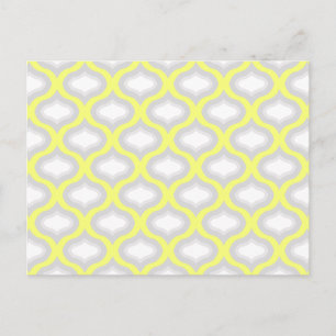 Yellow & Shades of Grey Geometric Pattern Postcard