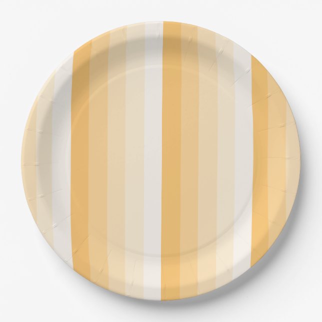 Yellow shadow stripes paper plate (Front)