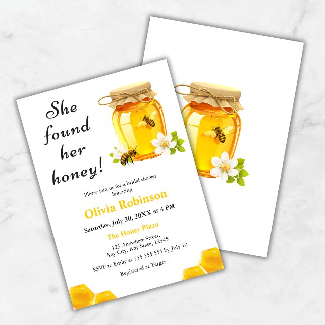 Yellow She Found Her Honey Bridal Shower  Invitation (Yellow She Found Her Honey Bridal Shower Invitation  )