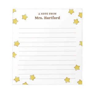 Yellow Shining Stars Lined A Note From Teacher