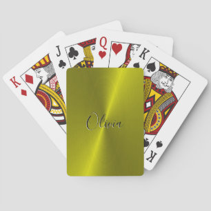Yellow shiny faux metal  playing cards