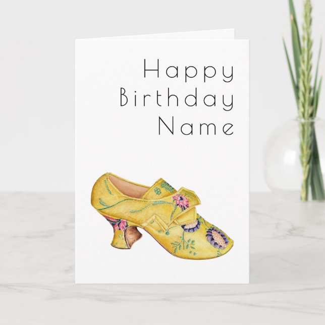 Yellow Shoe Art Deco Birthday Card (Front)