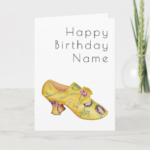 Yellow Shoe Art Deco Birthday Card