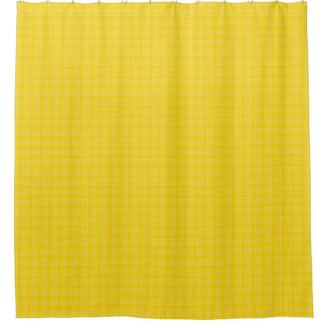 Yellow shower curtain with subtle chequered  (Front)