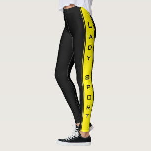 Yellow Side Stripe Black Leggings or Choose Colour