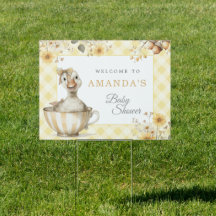 Yellow Silly Goose Baby Shower Welcome Garden Sign
