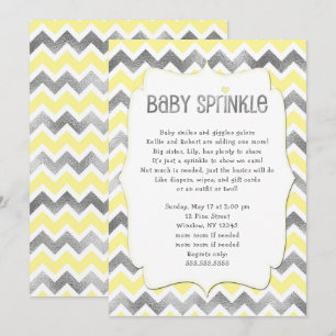 Yellow Silver Baby Sprinkle baby shower invitation