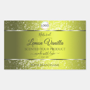 Yellow Silver Logo Initials Glitter Product Labels