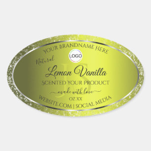 Yellow Silver Logo Initials Glitter Product Labels