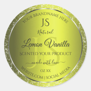 Yellow Silver with Glitter Initials Product Labels