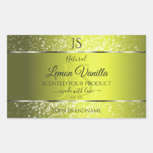 Yellow Silver with Glitter Initials Product Labels