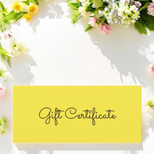 Yellow Simple Beauty Business Gift Certificate