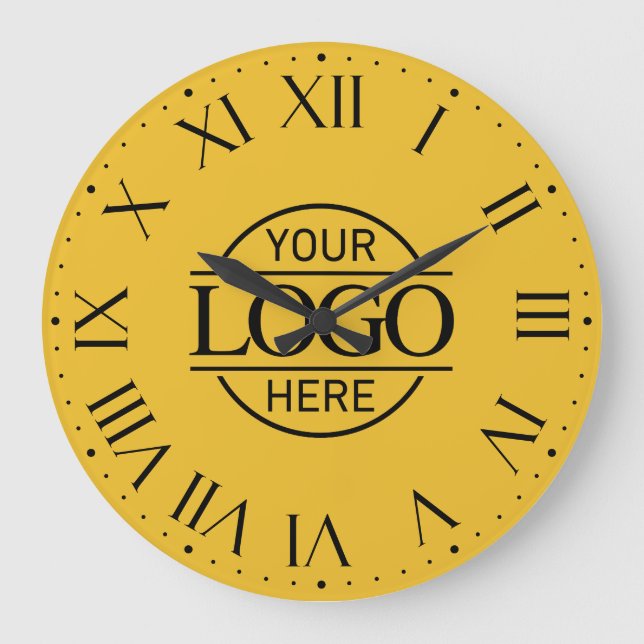 Yellow Simple Branded Company Business Logo Custom Large Clock (Front)