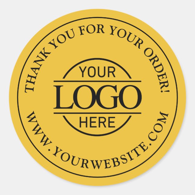 Yellow Simple Custom Busines Logo Promotional Classic Round Sticker (Front)