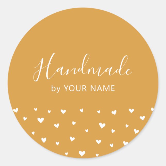 Yellow Simple Cute Hearts Handmade package sticker (Front)