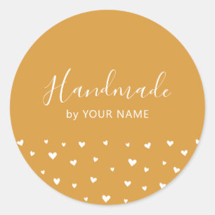 Yellow Simple Cute Hearts Handmade package sticker