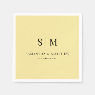 Yellow Simple Elegant Couple Initials Wedding Napkin
