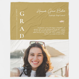 Yellow   Simple Graduation Photo & Quote Fleece Blanket