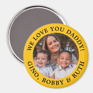 Yellow Simple Message Arched Text and Photo Magnet