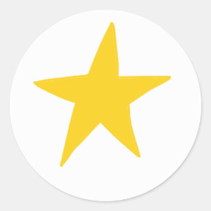 Yellow Simple Star Round Sticker