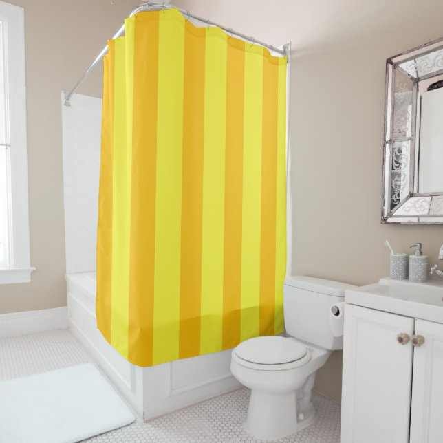 YELLOW SIMPLE STYLISH MODERN CUSTOMIZED BATHROOM SHOWER CURTAIN (In Situ)
