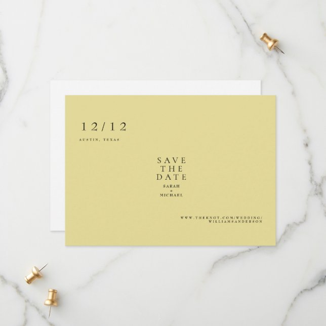 Yellow Simple Text Only Wedding Save the Date (Front/Back In Situ)