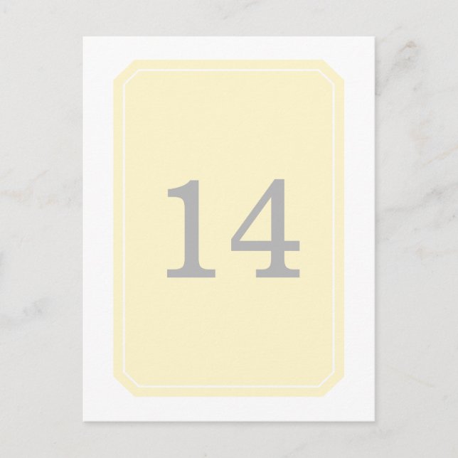 Yellow Simply Elegant Table Number Postcard (Front)