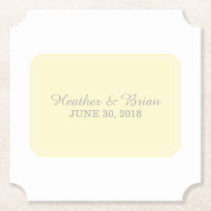 Yellow Simply Elegant Wedding Paper Coaster