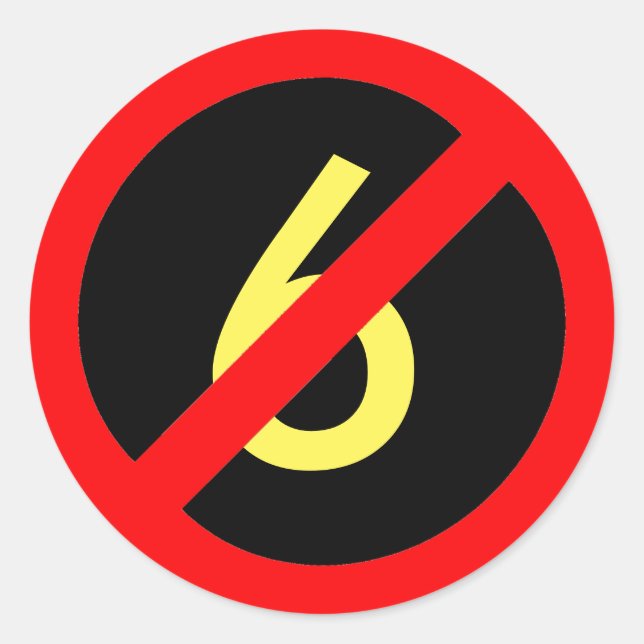 Yellow Six Red Circle Slash Sticker for All (Front)