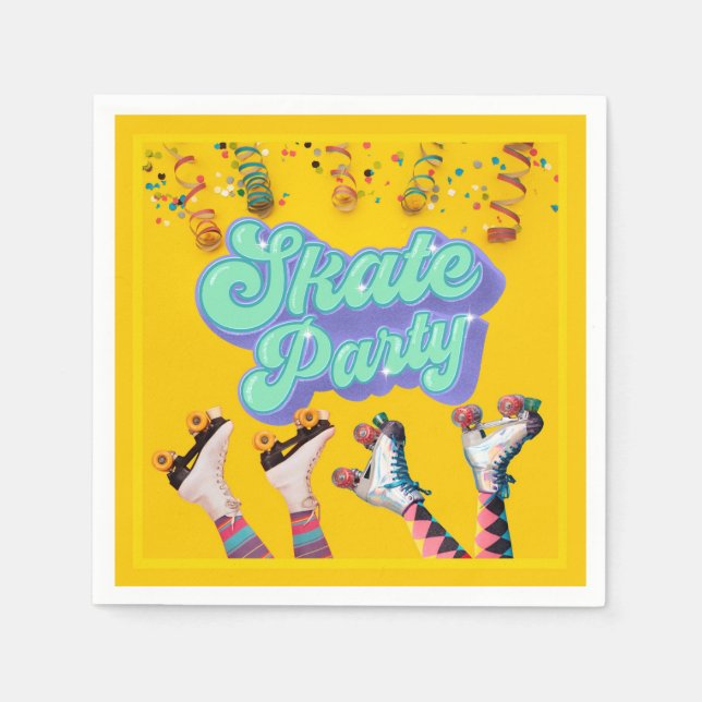 Yellow Skate Party Napkin (Front)