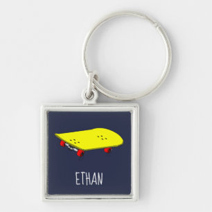 Yellow skateboard cool teen key ring
